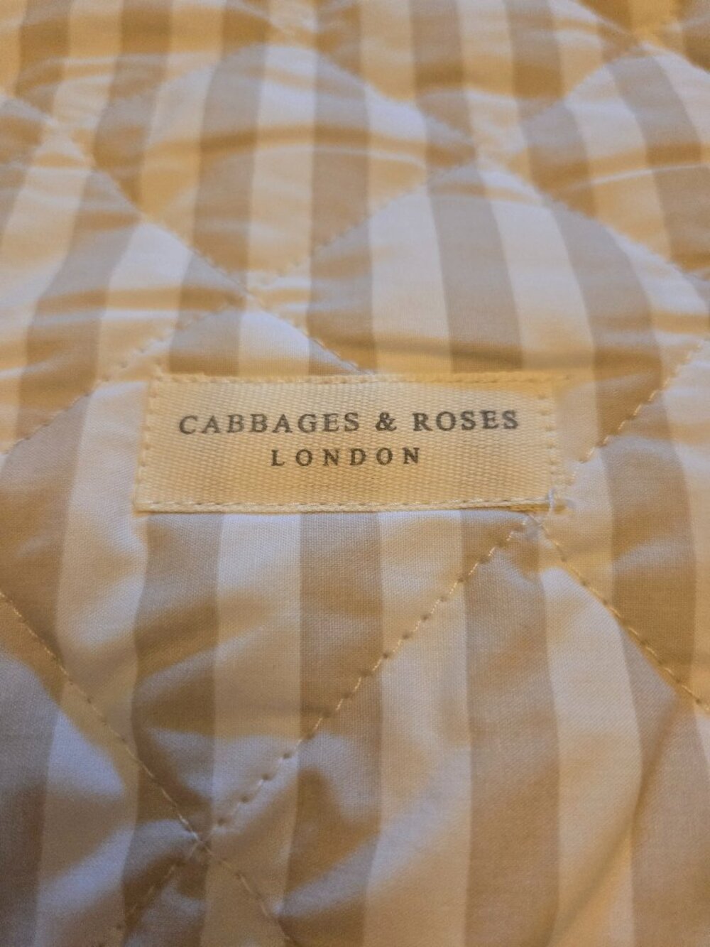 Cabbages & Roses London King Quilted Pillow Shams – Beige Stripe – Pair